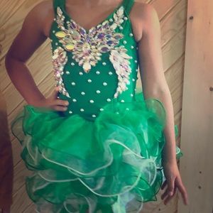 Cupcake Dress Green Pageant Bling size 4-5-6